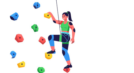 Woman Climbing a Wall: Vector Illustration of Sports And Fitness Activity
