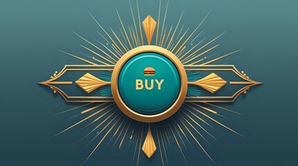 Art Deco Burger Luxury Fast Food Icon Vector