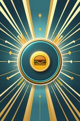 Art Deco Burger Luxury Fast Food Icon Vector