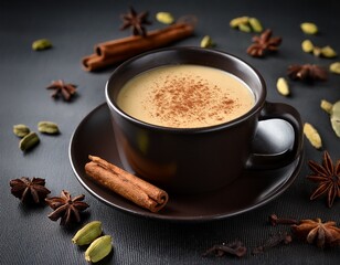 dark mug of masala chai spices abound