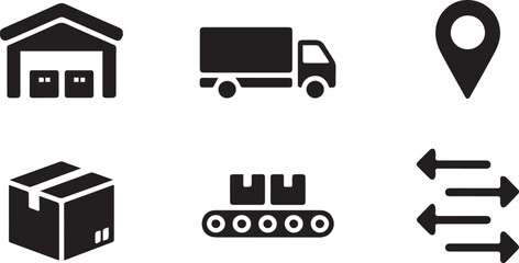 Logistics delivery icons set