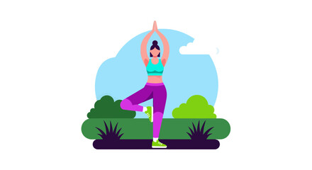 Fototapeta premium Woman Practicing Yoga Outdoors Amidst Nature For Calmness and Serenity at Nighttime