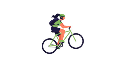Woman Rides Bicycle Icon Over Black Background Vector Illustration Design