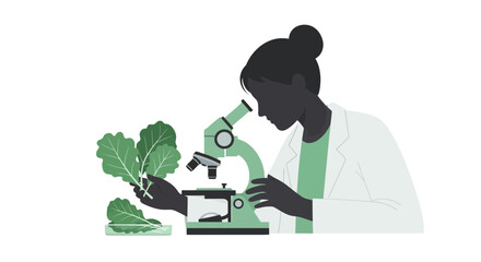 Woman Scientist Analyzing Leaf Samples Under a Microscope Testing and Researching