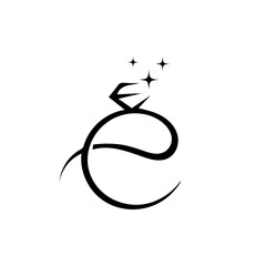 Obraz premium Modern Minimalist Letter E Diamond Logo with Stars