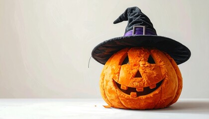 Halloween Pumpkin with Witch Hat.