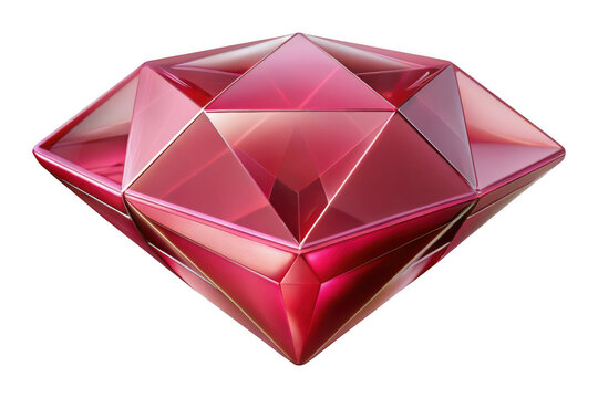 Stunning ruby gemstone illustration, faceted jewel design, precious stone, red gem, shiny crystal, jewelry element, isolated on transparent background