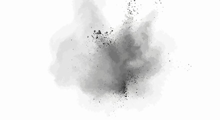 Fototapeta premium Abstract image of a gray explosion with dark particles on a white background creating dynamic effect
