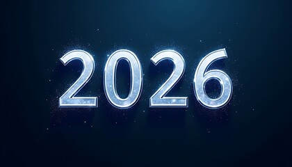 The year 2026 is displayed in a digital icy blue font on dark background