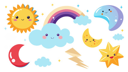 Cute illustration of weather and celestial elements