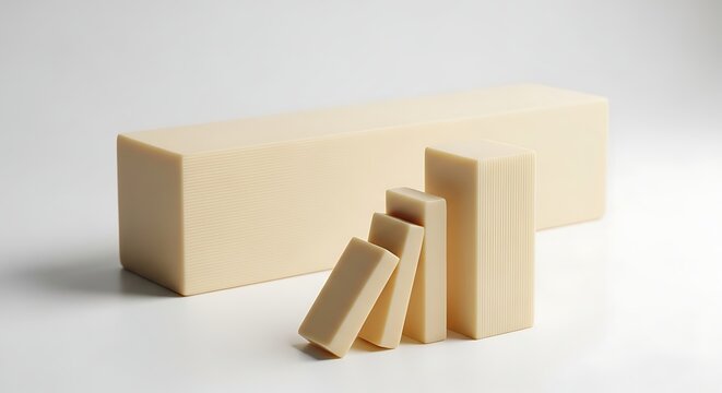 Arrangement of rectangular foam blocks in varying sizes.