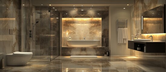 Luxurious Marble Bathroom with Shower and Vanity