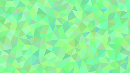 A vibrant mosaic of geometric shapes in varying shades of green, creating a dynamic and visually appealing polygonal pattern illustration