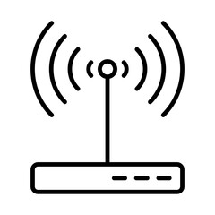 Wireless Router Icon Signal Strength & Connection Symbol, Modern Line Art