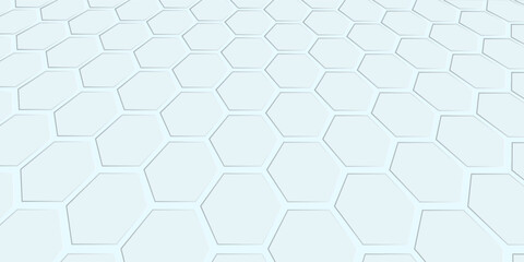 Fototapeta premium Abstract white and grey hexagonal pattern background design. Modern simple overlapping hexagon geometric element with molecular structures. Medical science technology concept