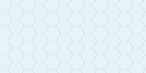 Abstract white and grey hexagonal pattern background design. Modern simple overlapping hexagon geometric element with molecular structures. Medical science technology concept