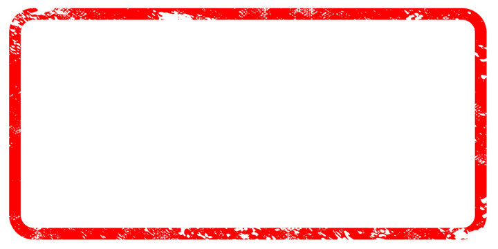 Red grunge rectangular frame featuring rounded corners and rough edges, creating an isolated white content area that evokes a vintage, distressed aesthetic perfect for design projects