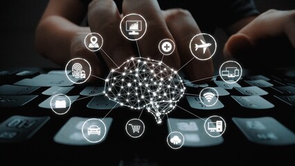 A visual of artificial intelligence network connecting AI, network, and system across a structured digital platform for seamless AI communication Marrow