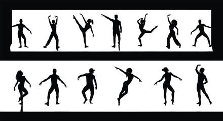 dance, dancer, silhouette, pose, movement, balance, style, rhythm, choreography, expression, panel, dynamic, performance, artistic, motion