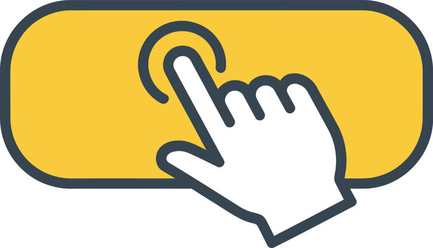Click Icon Vector: Hand Tapping Button for Website UI Element, Digital Interaction, and CTA
