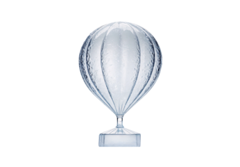 Glass hot air balloon decorative ornament piece, isolated on a transparent background