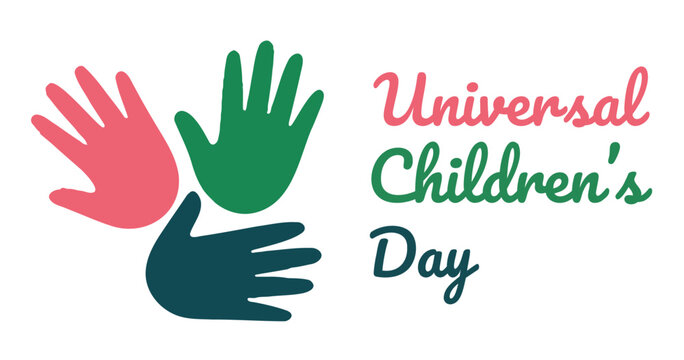 Universal Childrens Day vector illustration colorful handprints concept for global celebration and awarenes