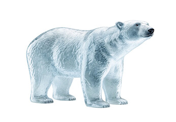 Realistic polar bear sculpture with detailed fur texture standing pose, isolated on a transparent background