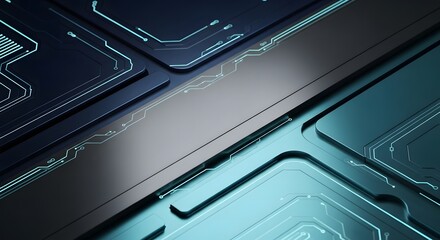 Futuristic technological circuit board concept with glowing lines and abstract digital patterns