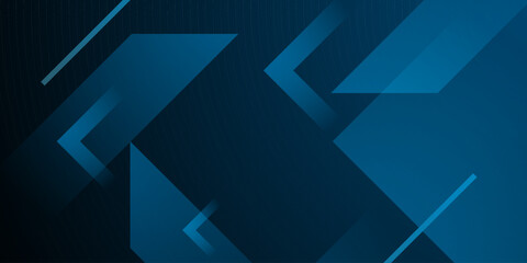 Abstract futuristic blue banner background. Overlap arrow concept pattern element design. Cool style background.