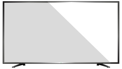 Obraz na płótnie Canvas TV screen isolated.Widescreen of led television template mockup on white background,Vector illustration icon design 3d computer for digital tv technology with black frame,Modern flat screen presents