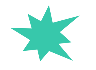 Turquoise starburst shape for stickers, graphic highlights, scrapbook elements, and abstract design overlays