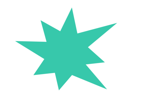 Turquoise starburst shape for stickers, graphic highlights, scrapbook elements, and abstract design overlays