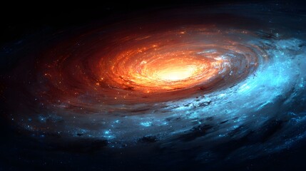 Vivid spiral galaxy illuminates deep space with contrasting warm and cool colors