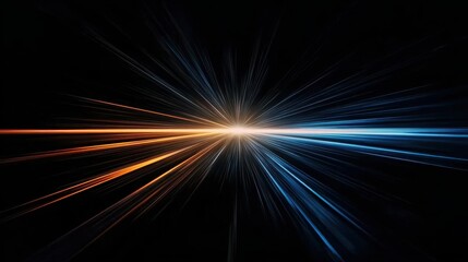 Obraz premium Raulince Dark black background with a color light leak ray, for abstract designs and visual effects.