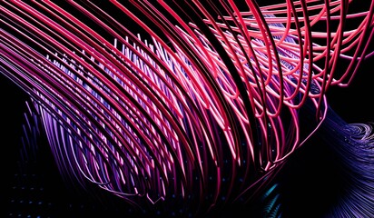 Neon abstract, seamless wireframe, 3D illustration