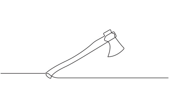 Continuous one line drawing axe, hatchet woodcutter abstract minimal, single line vector illustration. - Powered by Adobe
