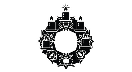 Elegant Advent wreath with burning candles, symbolizing hope and anticipation during the holiday season.