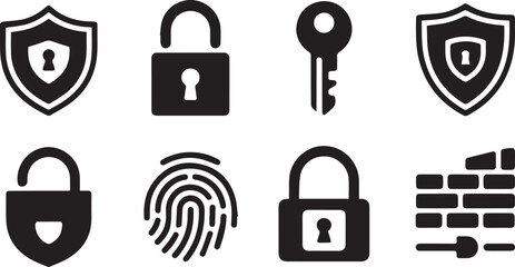 Digital security, privacy, protection, and access icon collection
