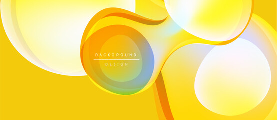 Abstract yellow background. Overlapping curves create dynamic visual effect. Modern design with gradient colors, smooth shapes.