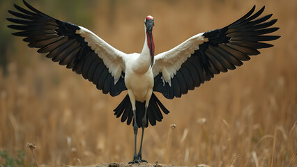 Fototapeta premium Graceful crane dance. Elegant crane movements. Ultra realistic bird art. Ancient crane traditions.