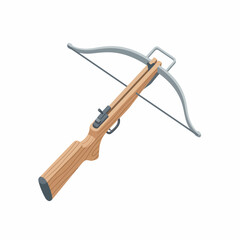Detailed Isometric Wooden Crossbow Weapon Archery Hunting Equipment Illustration