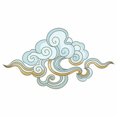 Handdrawn Decorative Oriental Asian Style Cloud Element Graphic