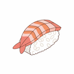 Simple Lineart Shrimp Sushi Nigiri Japanese Food Cuisine Illustration