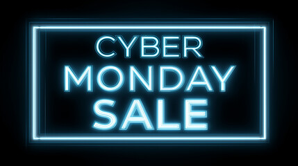 Cyber Monday Sale: Neon Sign Announcement Against a Dark Background.