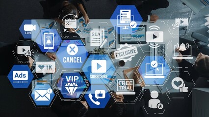 Concept of subscription services provides exclusive digital content. This model offers continuous access, enhancing subscription services with personalized experiences and benefits. Funnel