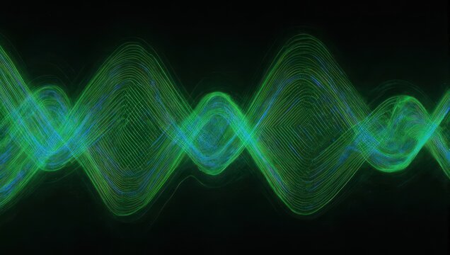 Abstract Green Waveform Sound Visualization.