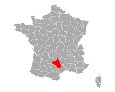 Karte von Aveyron in Frankreich