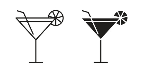 Citrus Glass icon with glyph and line. black vector icons for Web UI