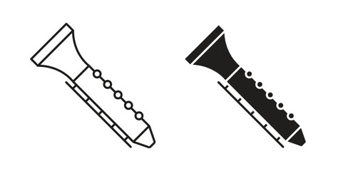 Clarinet icon with glyph and line. black vector icons for Web UI