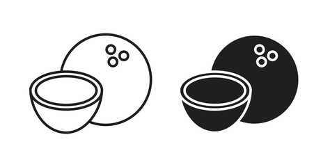 Coconut icon with glyph and line. black vector icons for Web UI